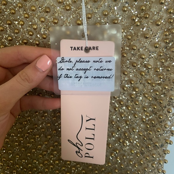 DROP A GLINT EMBELLISHED MINI DRESS IN GOLD - Picture 5 of 8